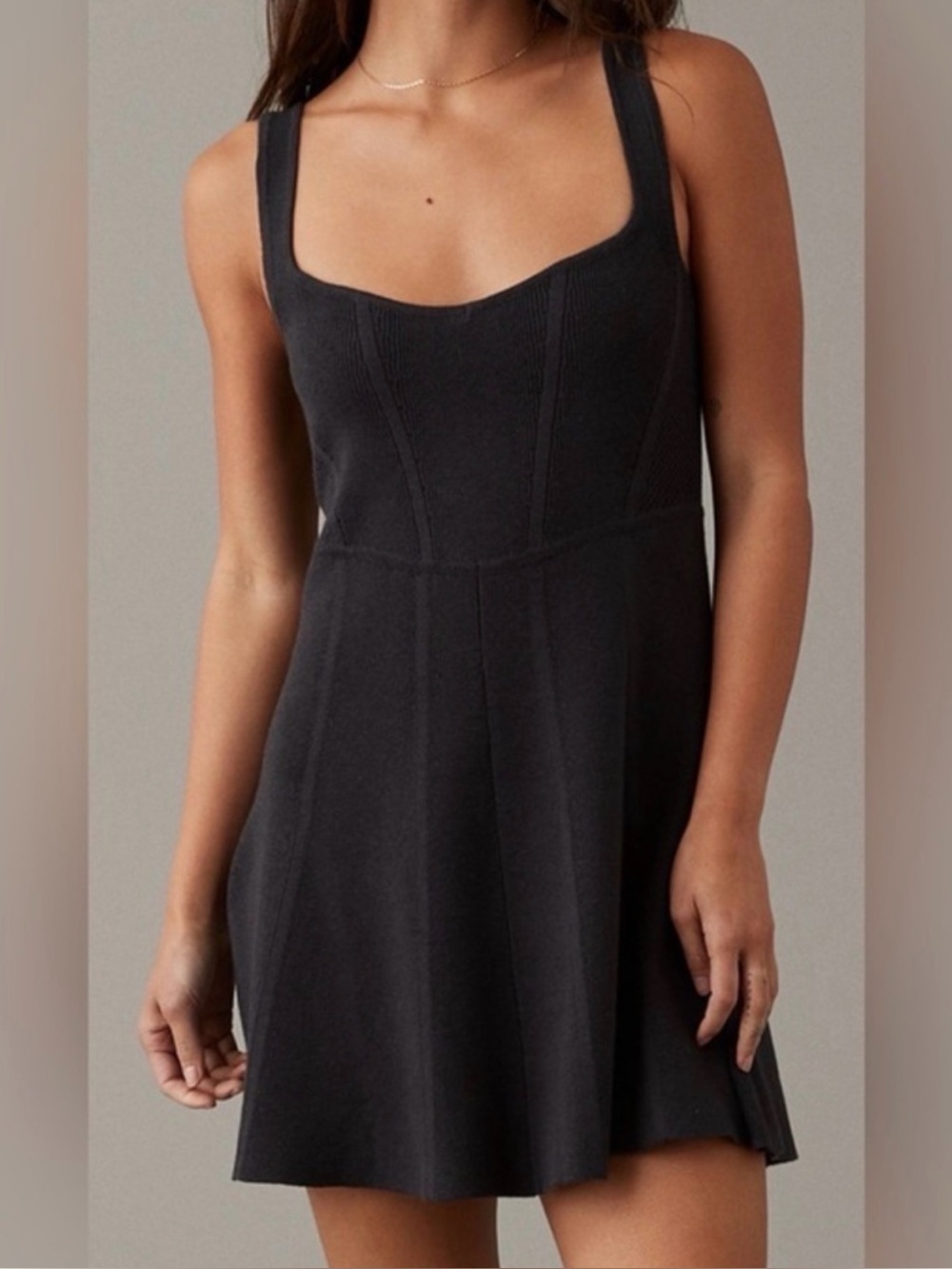 American Eagle Charcoal Sweater Tank Dress